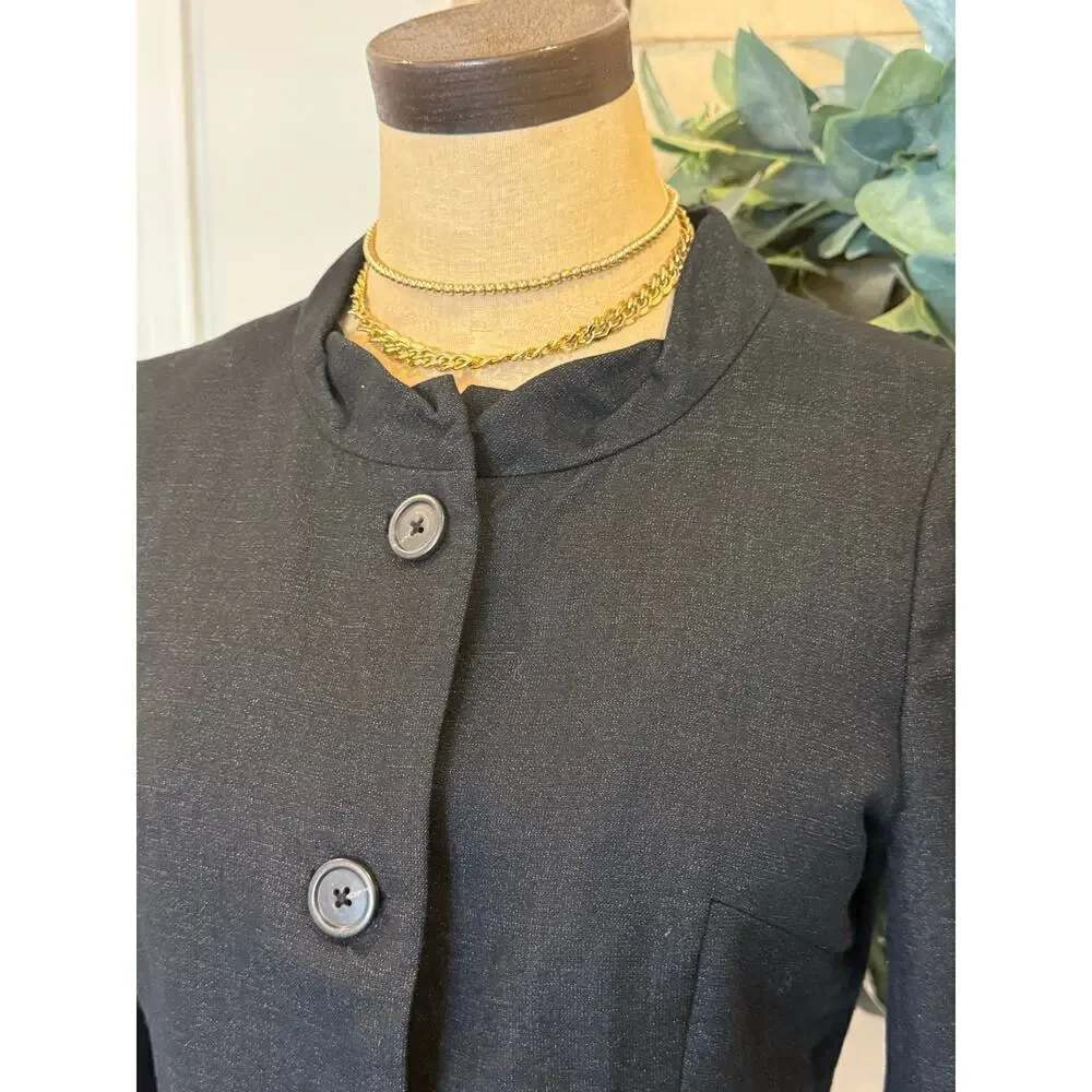J.CREW Black Wool Silk Scallop Neck Jacket Blazer Top Women's Size 2